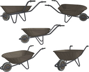 Vector sketch illustration of the design of a wheelbarrow carrying construction materials