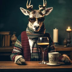 Fototapeten Deer in a hipster art gallery © Graphicgrow