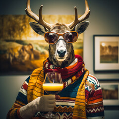 Deer in a hipster art gallery