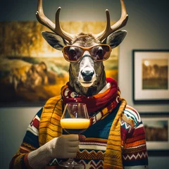 Foto auf Acrylglas Antireflex Deer in a hipster art gallery © Graphicgrow