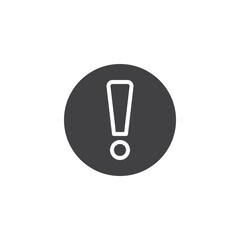 Button with exclamation mark vector icon