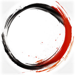 Red and Black Japanese Ink Enso Zen Circle