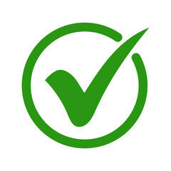 Round green tick mark ok sign vector design