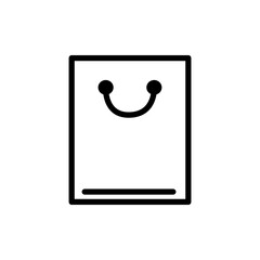 shopping bag happy line icon logo vector