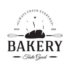 Bakery logo badge retro vector illustration.for cupcake,bakery.cake Vintage typography logo design.