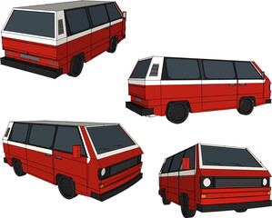 Vector sketch illustration of vintage classic old van car design © nur