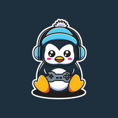 Cute penguin logo mascot vector