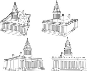 Obraz premium Vector sketch illustration of vintage old classic government building design
