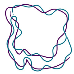 hand drawn illustration of a ribbon element design blue purple lines