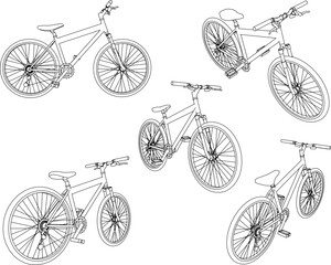 Vector sketch illustration of vintage classic bicycle design for road trips