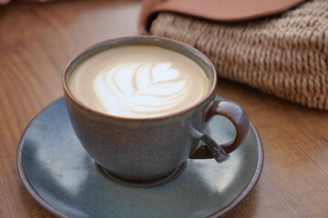 Coffee cup on wood table 