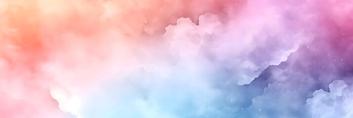 Wide banner abstract watercolor cloud texture with pastel color background