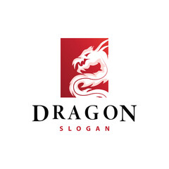 Obraz premium Dragon logo simple design animal legend dragon silhouette illustration template