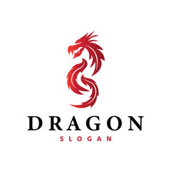 Dragon logo simple design animal legend dragon silhouette illustration template
