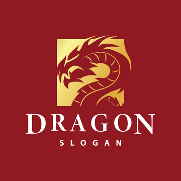 Dragon logo simple design animal legend dragon silhouette illustration template