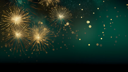 Fototapeta premium Happy New Year, burning fireworks with bokeh light background