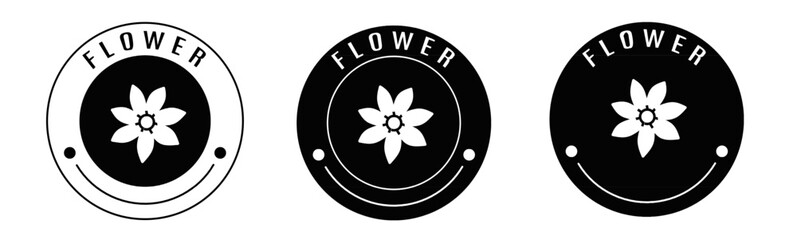 Black and white illustration of flower icon in flat. Stock vector.
