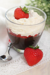 Strawberry dessert with whipped cream