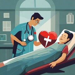 heart attack patient in hospital with doctor - 712077912