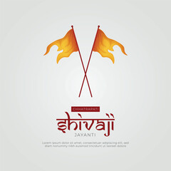 Happy Chhatrapati Shivaji Maharaj Jayanti Greeting Card and Post Design. Shivaji Jayanti with Maratha Flag Vector Illustration - obrazy, fototapety, plakaty