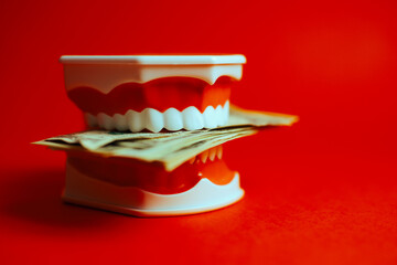 Oral Health Costing Money Dental Insurance Concept Image. Medical insurance for dentistry...