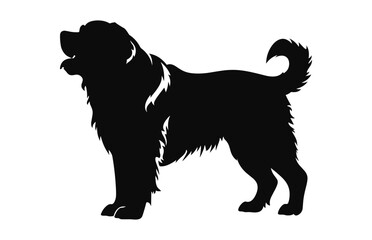 A Saint Bernard Dog black Silhouette vector isolated on a white background