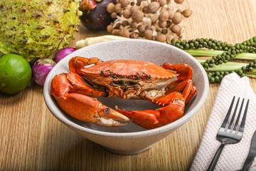 Delicous luxury steamed red crab