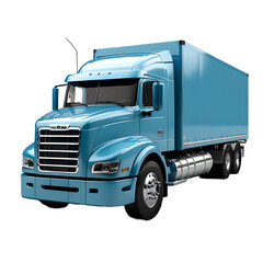 Blue cargo truck transportation on a white transparent background,generative AI