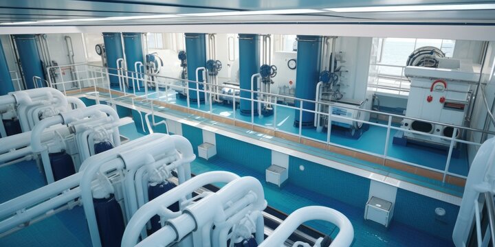 A large room with pipes in it. Generative AI.