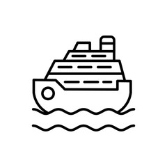 Cruise ship outline icons, minimalist vector illustration ,simple transparent graphic element .Isolated on white background