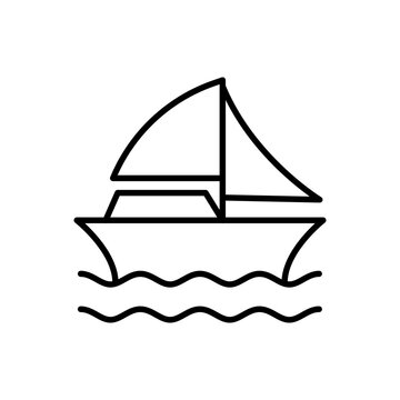Sailboat outline icons, minimalist vector illustration ,simple transparent graphic element .Isolated on white background