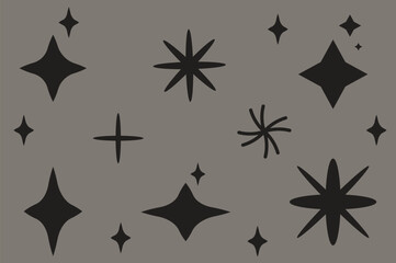 Flat sparkling star collection icon symbols
