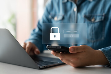 Concept of cyber security, information security and encryption, secure access to user's personal information, secure Internet access, cybersecurity.