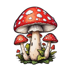 Colorful Fly Agaric, high quality, colorful, Detailed illustration of a Fly Agaric, awesome full color,