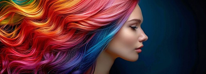 lady whose hair is colored differently in every strand.