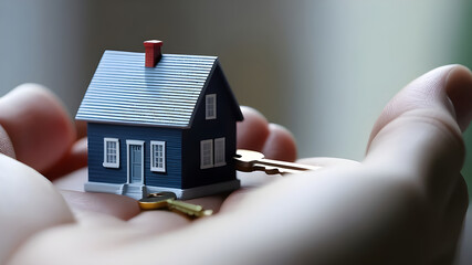 A figurine of a house in hands.