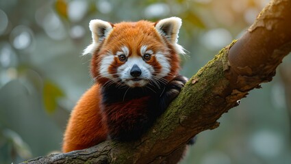 Fototapeta premium red panda on a tree branch