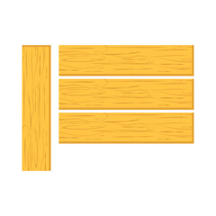 Realistic vector illustration of wooden planks isolated on white background. Set of light and dark brown wooden boards, gray for signage design.