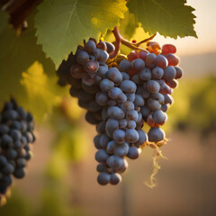 Fototapeta premium bunch of grapes in golden hour at garden