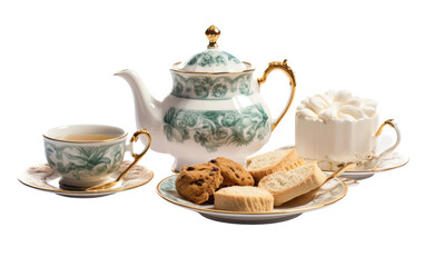 An English Afternoon Tea Set for Sophisticated Indulgence on White or PNG Transparent Background