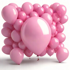 pink balloons isolated on white background