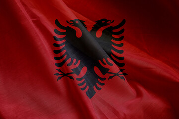 wavy country flag of  ALBANIA - obrazy, fototapety, plakaty