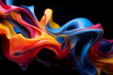 Obraz premium Graphic resources of colorful goo, smoke, mist, cloud or dye, paint floating in water or levitating in air. Abstract, minimalist and surreal background with copy space