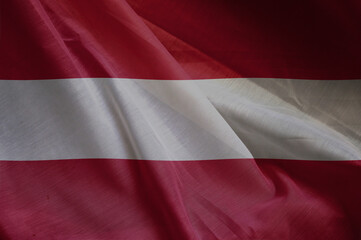 national wavy fabric flag of  AUSTRIA