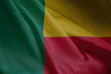 Obraz premium national wavy fabric flag of BENIN