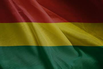 national wavy fabric flag of  BOLIVIA