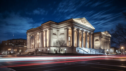 A grand neoclassical museum in Washington D.C. under a blue sky - obrazy, fototapety, plakaty