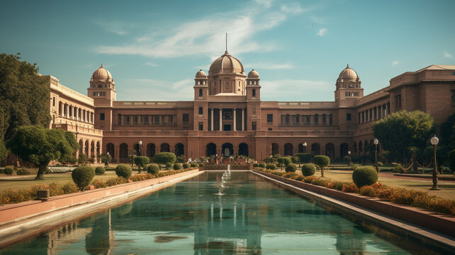 A colonial style government historic building in New Delhi