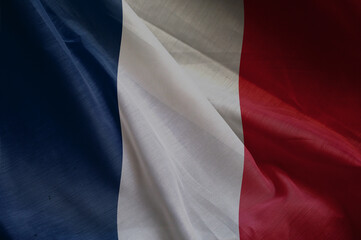 national wavy fabric flag of  FRANCE