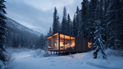 A minimalist off-grid cabin in the Canadian wilderness